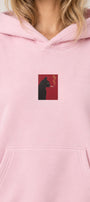 Kadın Oversize Hoodie Noir Cat Baskılı Pembe – Kapüşonlu, Kanguru Cepli, 3 İplik Şardonlu Polar
