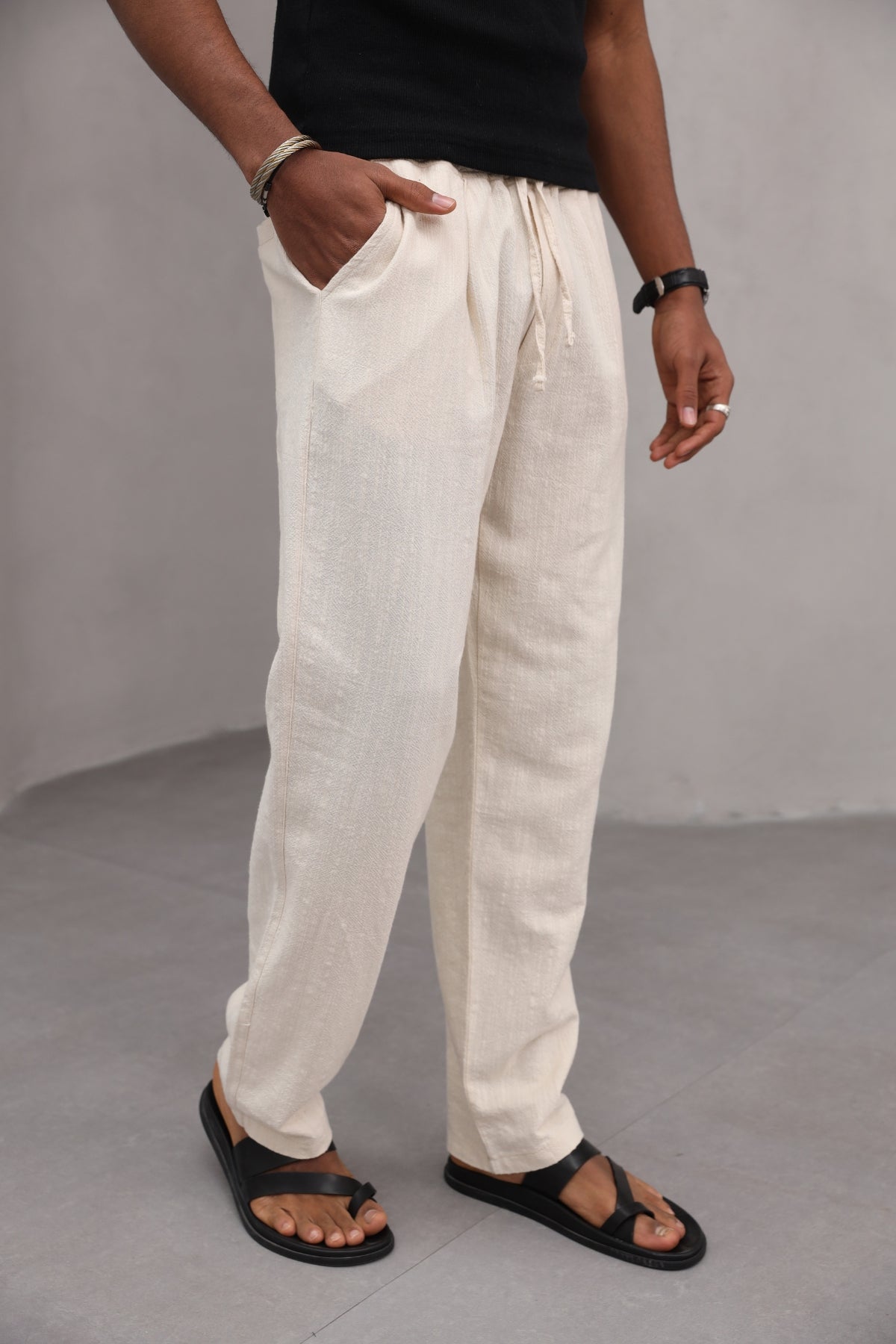 Rahat Kesim Düz Paça %100 Cotton Bağcıklı Erkek Pantolon
