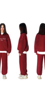 Unisex Oversize Ullusion Champ Baskılı Eşofman Takımı Bordo – Lastikli Bel ve Paça, Yarım Fermuar