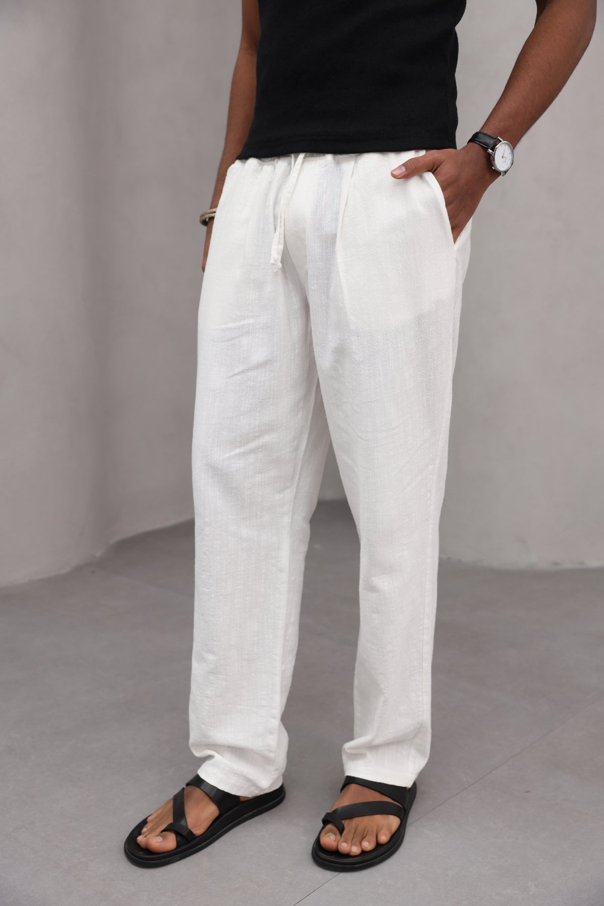 Rahat Kesim Düz Paça %100 Cotton Bağcıklı Erkek Pantolon