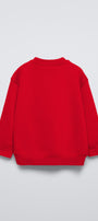Kırmızı Bisiklet Yaka Retro Fashion Yazılı Puantiyeli Ayıcık Baskılı Oversize Çocuk Sweatshirt
