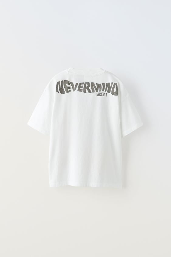 The Champ Nevermın Nırvana Yazılı Smile Tasarım Baskılı Beyaz Çocuk T-Shirt