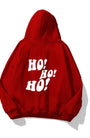 Kapüşonlu İçi Polar Ho! Ho! Ho! Christmas Yazı Baskılı Kırmızı Unisex Sweatshirt