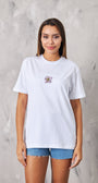 Çiçek Temalı Tasarım Baskılı Beyaz Kadın T-Shirt