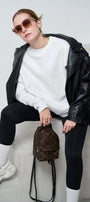 Bisiklet Yaka İçi Polar Beyaz Unisex Oversize Sweatshirt