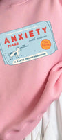 Kadın Oversize Sweatshirt Elbise Anxiety Bar Baskılı Pembe – Bisiklet Yaka, 3 İplik Şardonlu Polar