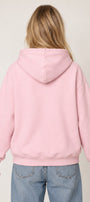 Kadın Oversize Hoodie Noir Cat Baskılı Pembe – Kapüşonlu, Kanguru Cepli, 3 İplik Şardonlu Polar