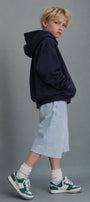 Erkek Çocuk Oversize Basic Hoodie Sweatshirt Lacivert – Kapüşonlu, Kanguru Cepli, 3 İplik Polar
