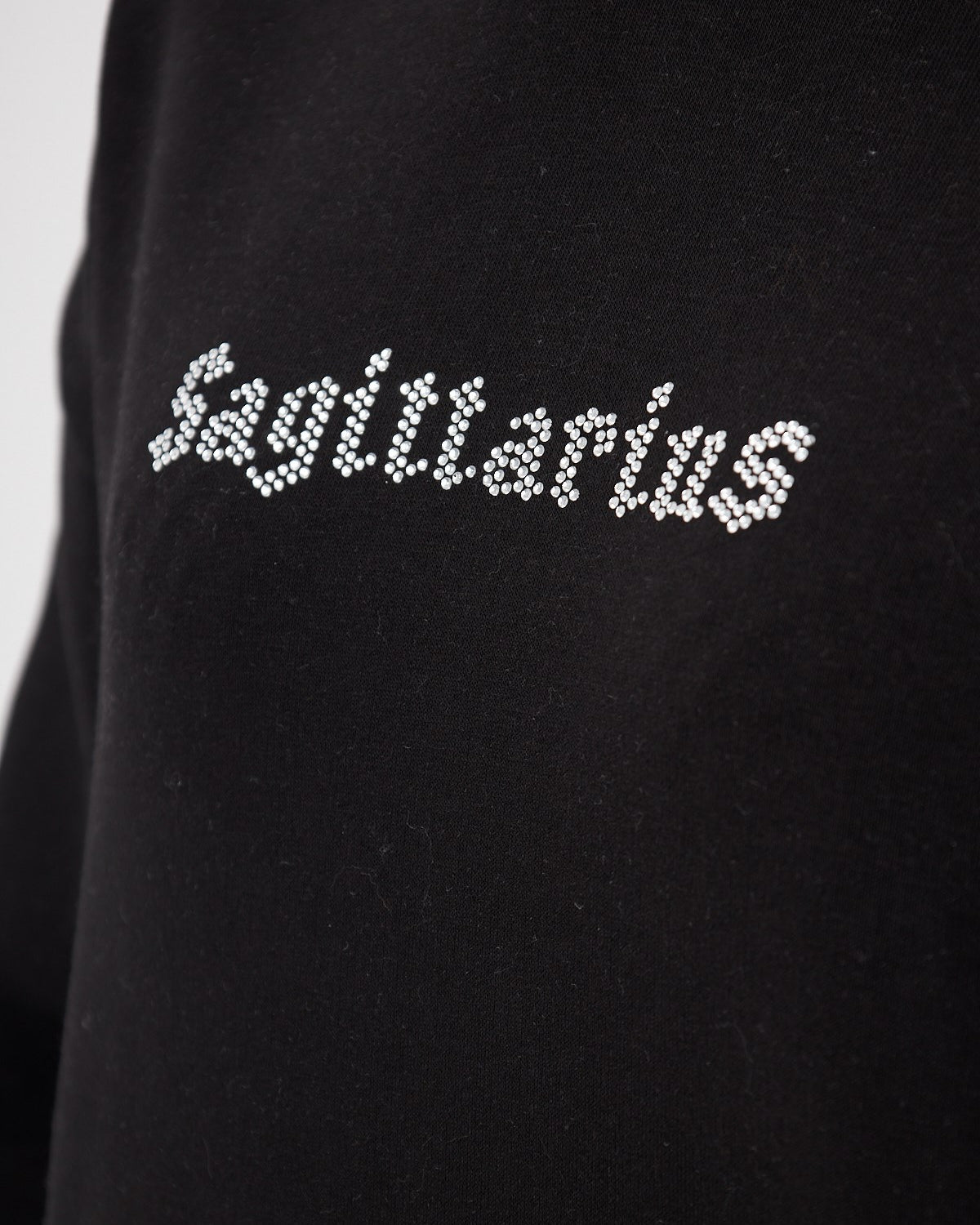 Kapüşonlu İçi Polar Sagittarius Yazılı Taş Baskılı Siyah Oversize Hoodie Sweatshirt