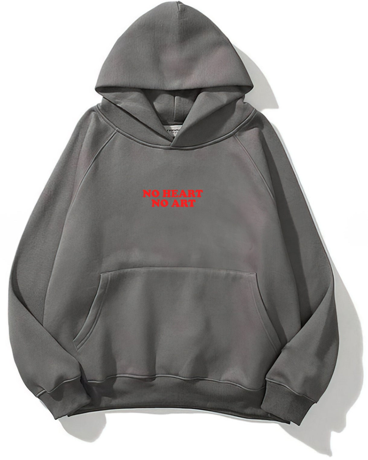 Kapüşonlu İçi Polar No Heart No Art Baskılı Füme Unisex Hoodie Sweatshirt