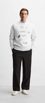 Bisiklet Yaka İçi Polar Life Story Yazı Baskılı Füme Oversize Sweatshirt