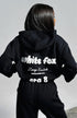 White Fox Siyah  Kadın Era 8 Lounge Essentials Yazılı Kapüşonlu Oversize Hoodie