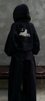 Kadın Oversize Sweatshirt Hoodie Ring Spirit Black Siyah – Kapüşonlu, 3 İplik Polar, Kanguru Cepli