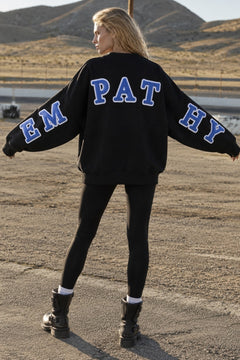 Kadın Oversize Sweatshirt Empathy 3D Baskılı Siyah – Bisiklet Yaka, 3 İplik Şardonlu Polar