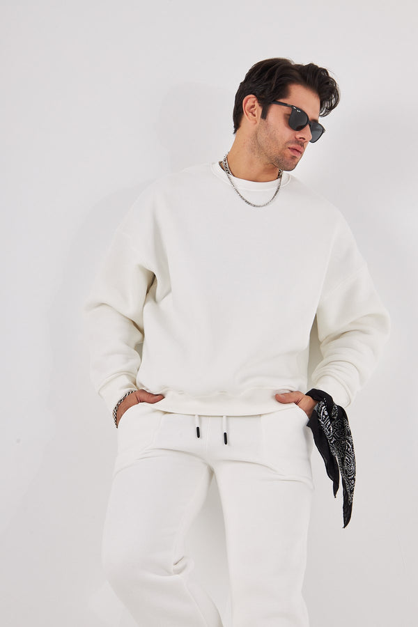 Bisiklet Yaka Basic 3 iplik Şardonlu Oversize Sweatshirt