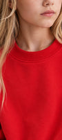 Kız Çocuk Oversize Sweatshirt Basic Kırmzı – Bisiklet yaka, 3 iplik şardonlu polar