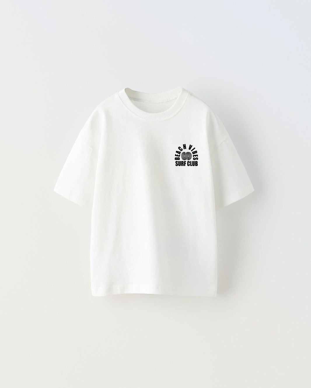 Beach Vıbes Surf Club Yazılı Ters S Tasarım Baskılı Beyaz Çocuk T-Shirt