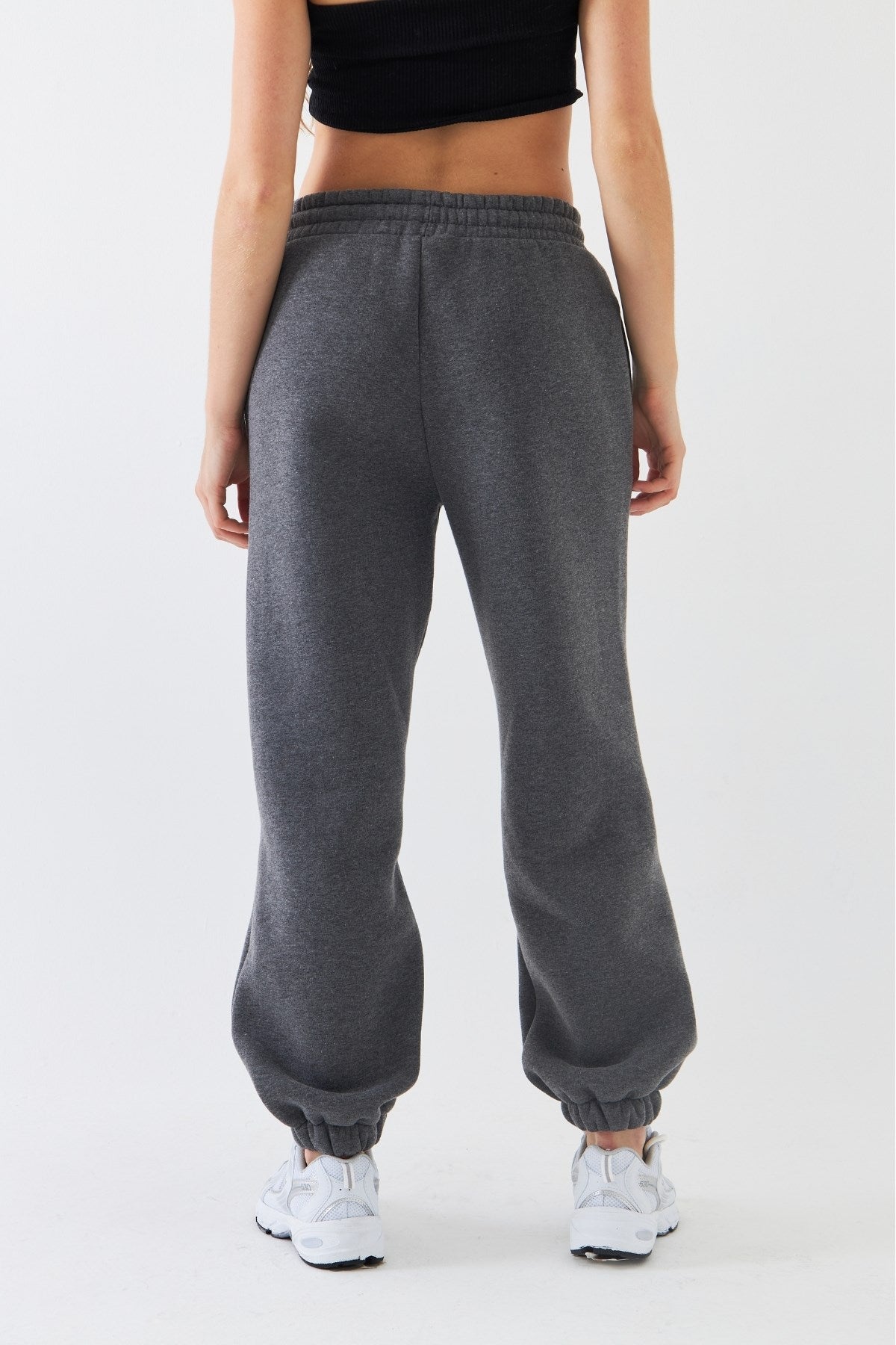 Oversize Unisex Eşofman Altı Füme Melanj – 3 İplik Şardonlu, Paça-Bel Lastikli, Cepli, Rahat Kesim