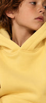 Erkek Çocuk Oversize Basic Hoodie Sweatshirt Sarı – Kapüşonlu, Kanguru Cepli, 3 İplik Polar