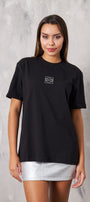 Taş Baskılı Siyah Kadın T-Shirt