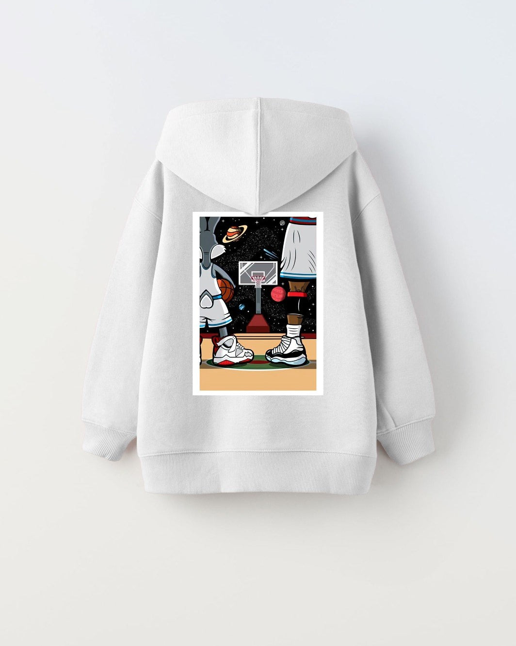 Kapüşonlu İçi Polar I Love This Game Yazılı Basketbol Baskılı Beyaz Unisex Çocuk Sweatshirt