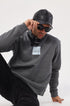 Bisiklet Yaka İçi Polar Syzygy Yazı Baskılı Füme Oversize Sweatshirt