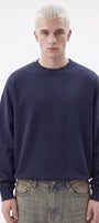 Erkek Oversize Sweatshirt Fantasy Back Baskılı Lacivert– Bisiklet Yaka, 3 İplik Şardonlu Polar