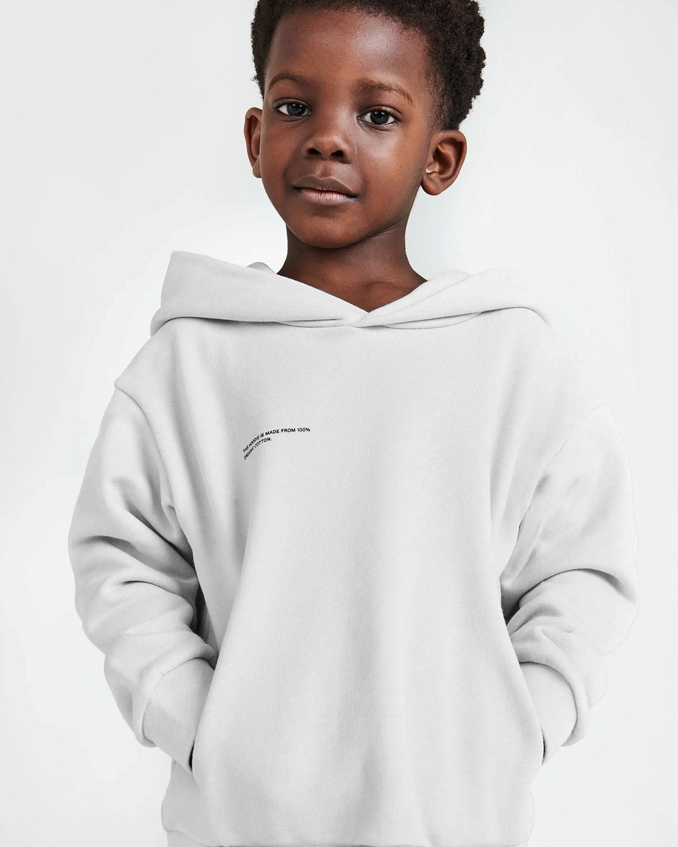 Beyaz Unisex Çocuk Kapüşonlu Nature Concept Baskılı Oversize Sweatshirt Hoodie