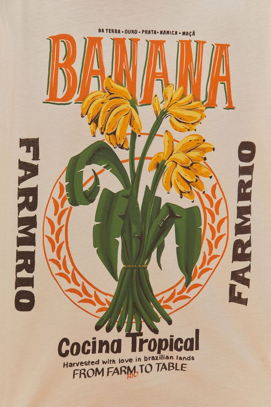 Kadın Beyaz Oversize Banana Yazılı Tropikal Desenli Yazlık Tişört