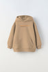 Kapüşonlu İçi Polar Art Work Heykel Baskılı Bej Unisex Çocuk Hoodie Sweatshirt