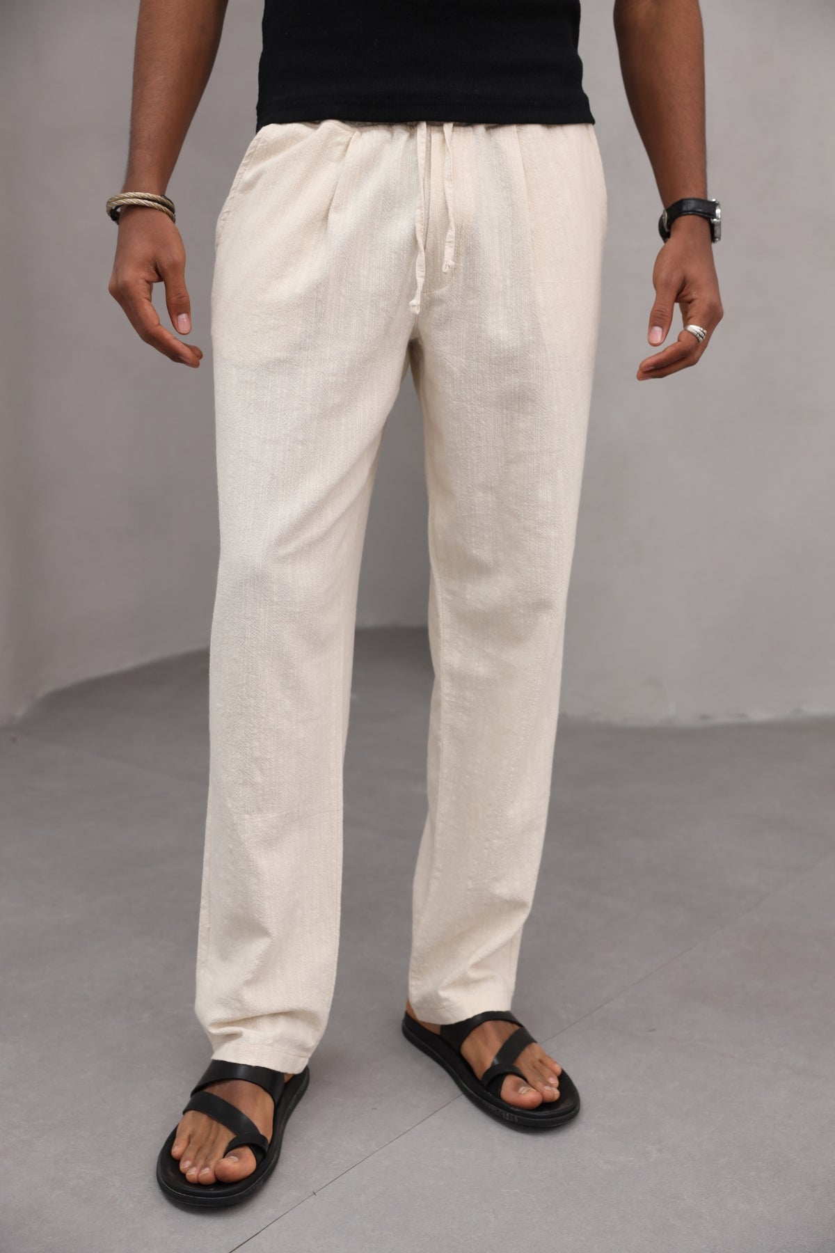 Rahat Kesim Düz Paça %100 Cotton Bağcıklı Erkek Pantolon