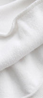 Kadın Oversize Sweatshirt Wellness Baskılı Beyaz – Bisiklet Yaka, 3 İplik Şardonlu Polar, Düşük Omuz