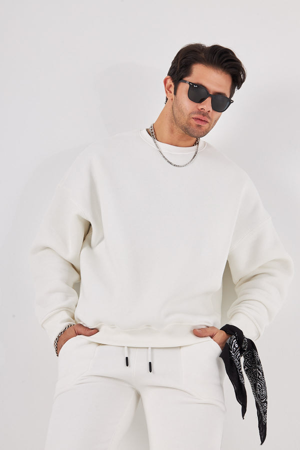 Bisiklet Yaka Basic 3 iplik Şardonlu Oversize Sweatshirt