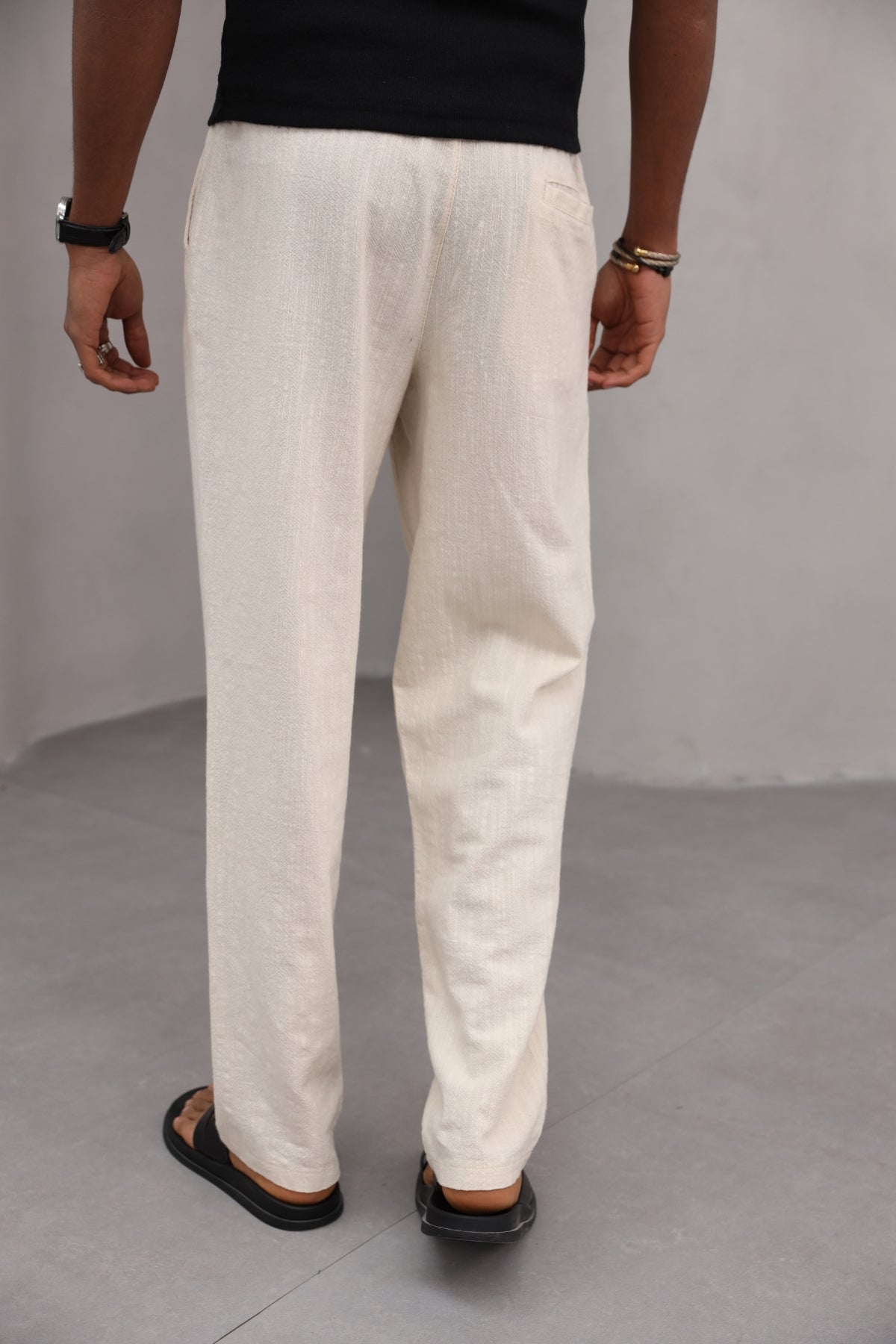 Rahat Kesim Düz Paça %100 Cotton Bağcıklı Erkek Pantolon