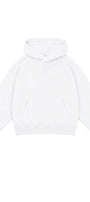 Kız Çocuk Oversize Basic Hoodie Sweatshirt Beyaz – Kapüşonlu, Kanguru Cepli, 3 İplik Polar