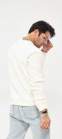 Bisiklet Yaka İçi Polar Classic Atlethic Yazı Baskılı Beyaz Oversize Sweatshirt