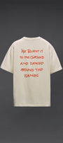 Bisiklet Yaka The Light Of The Embers Baskılı Beyaz Oversize Erkek T-shirt