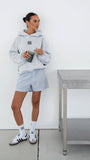 Gri Melanj Unisex Yüksek Baskılı Kapüşonlu Kanguru Cepli Oversize Hoodie