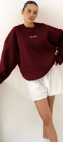 Kadın Oversize Sweatshirt CHMP STUDIOS Bordo – Bisiklet Yaka, 3 İplik Şardounlu Polar