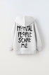 Kapüşonlu İçi Polar Normal People Scare Me Baskılı Beyaz Unisex Hoodie Çocuk Sweatshirt