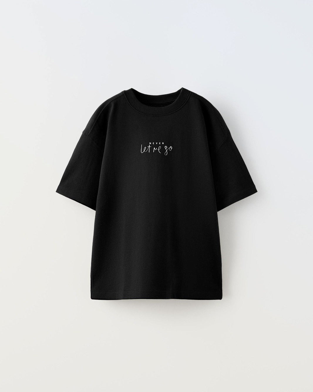 Never Let Me Go Yazılı Baskılı Siyah Çocuk T-shirt