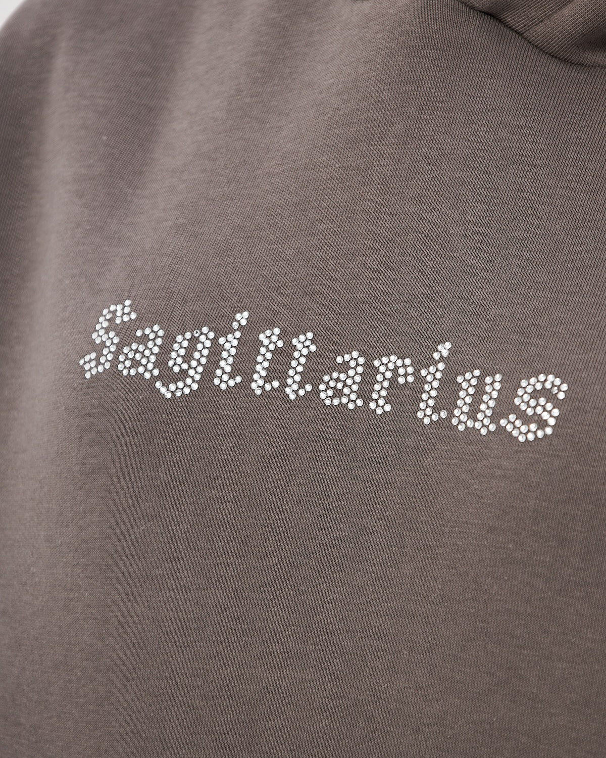 Kapüşonlu İçi Polar Sagittarius Yazılı Taş Baskılı Füme Oversize Hoodie Sweatshirt