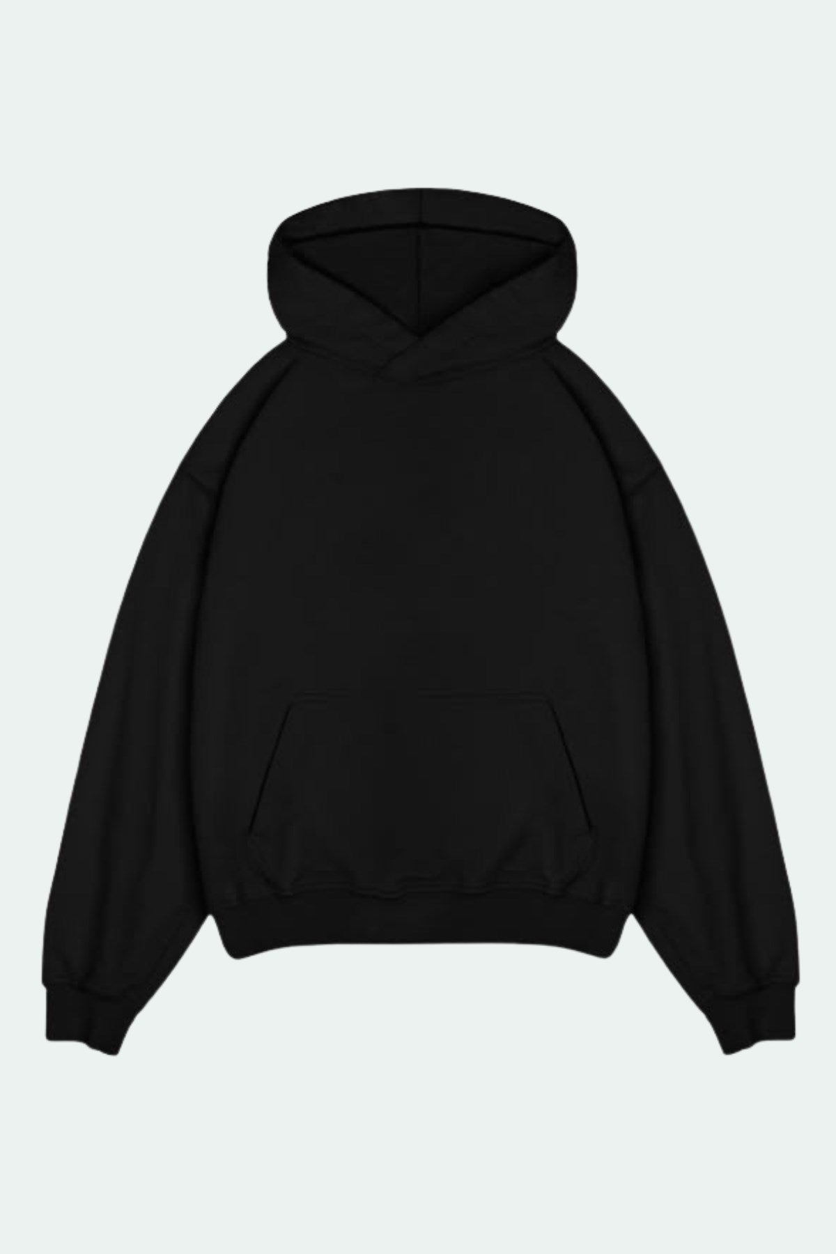 Kadın Oversize Sweatshirt Hoodie Ring Spirit Black Siyah – Kapüşonlu, 3 İplik Polar, Kanguru Cepli