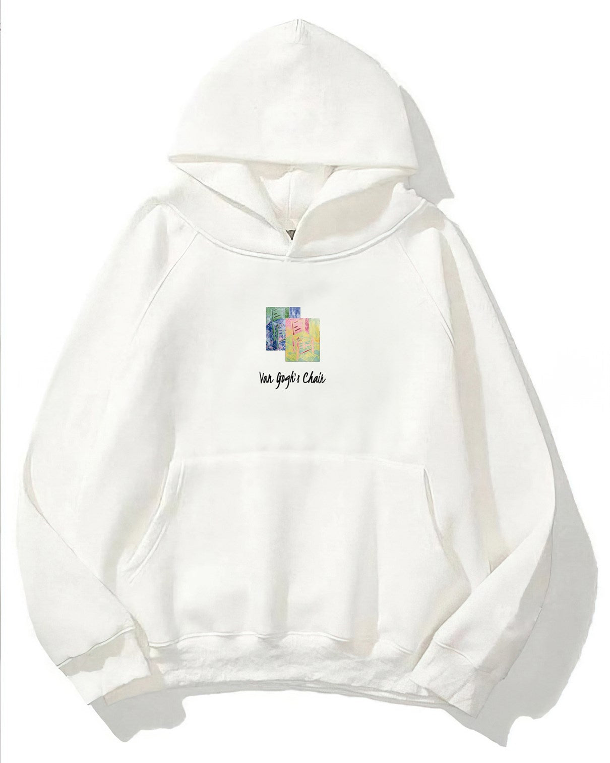 Kapüşonlu İçi Polar Van Gogh's Chair Baskılı Beyaz Unisex Hoodie Sweatshirt