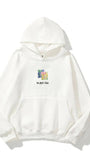 Kapüşonlu İçi Polar Van Gogh's Chair Baskılı Beyaz Unisex Hoodie Sweatshirt