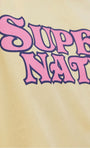 Kadın Oversize Tişört – Pembe Yazı Baskılı Super Nature Tasarım