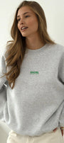 Kadın Oversize Sweatshirt AMORE  Gri – Bisiklet Yaka, 3 İplik Şardounlu Polar