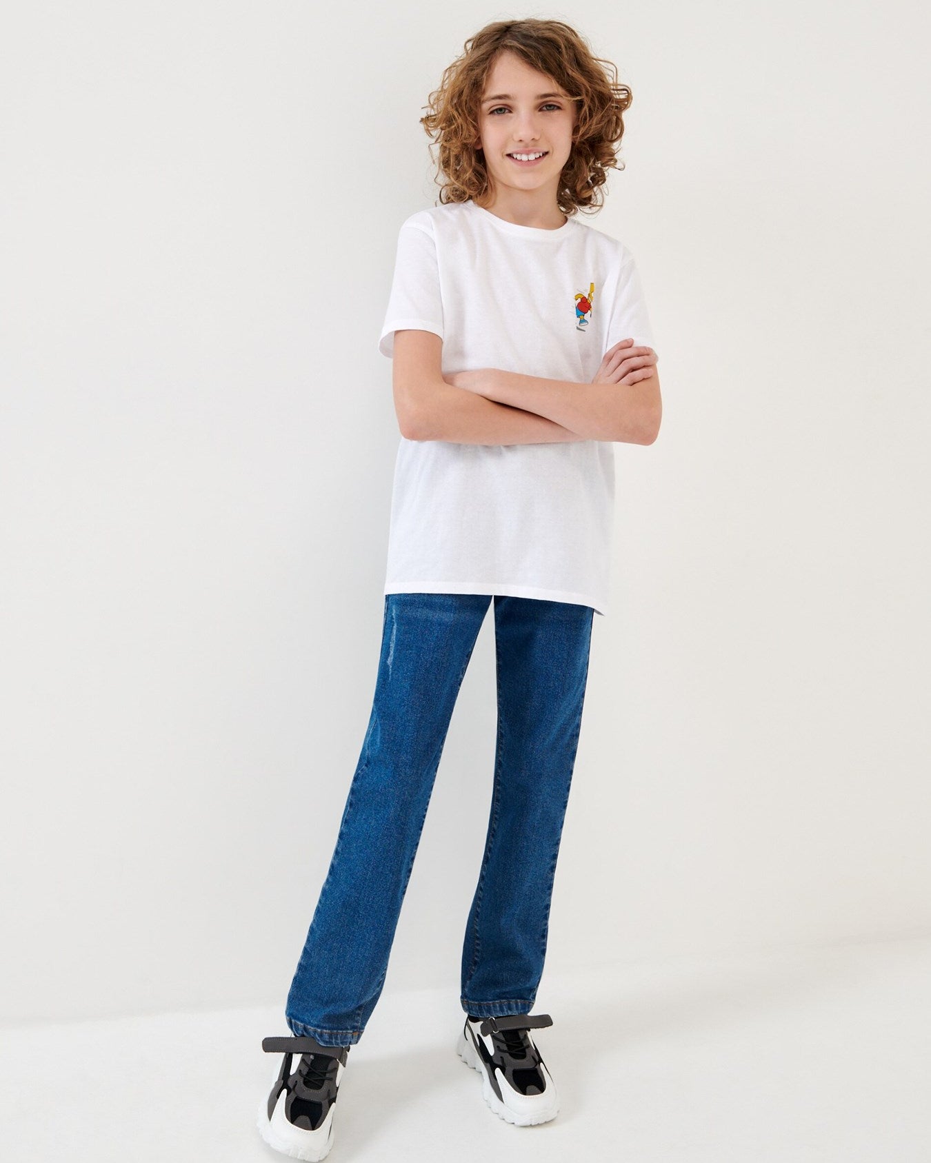 Sorry Or Whatever Yazılı Bart Simpson Baskılı Beyaz Çocuk T-Shirt