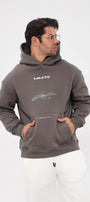 Kapüşonlu İçi Polar MM75 Baskılı Füme Oversize Hoodie Sweatshirt