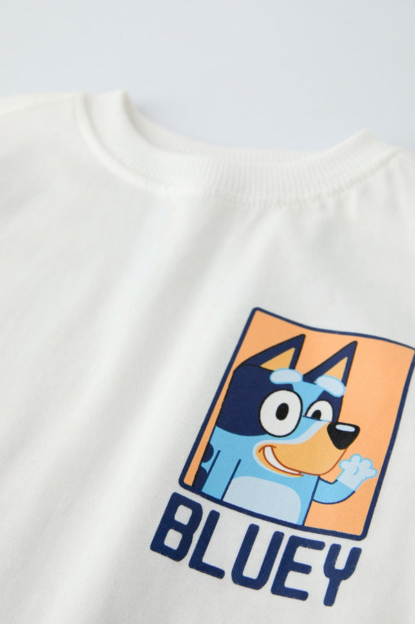 Bluey Yazılı Bluey Bingo Baskılı Beyaz Erkek Çocuk T-shirt 